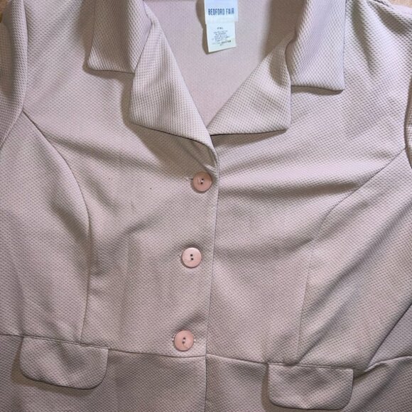 Bedford Fair Women PXL Tan Blazer 3 Button Texture Office Business Jacket (T) - Picture 3 of 7